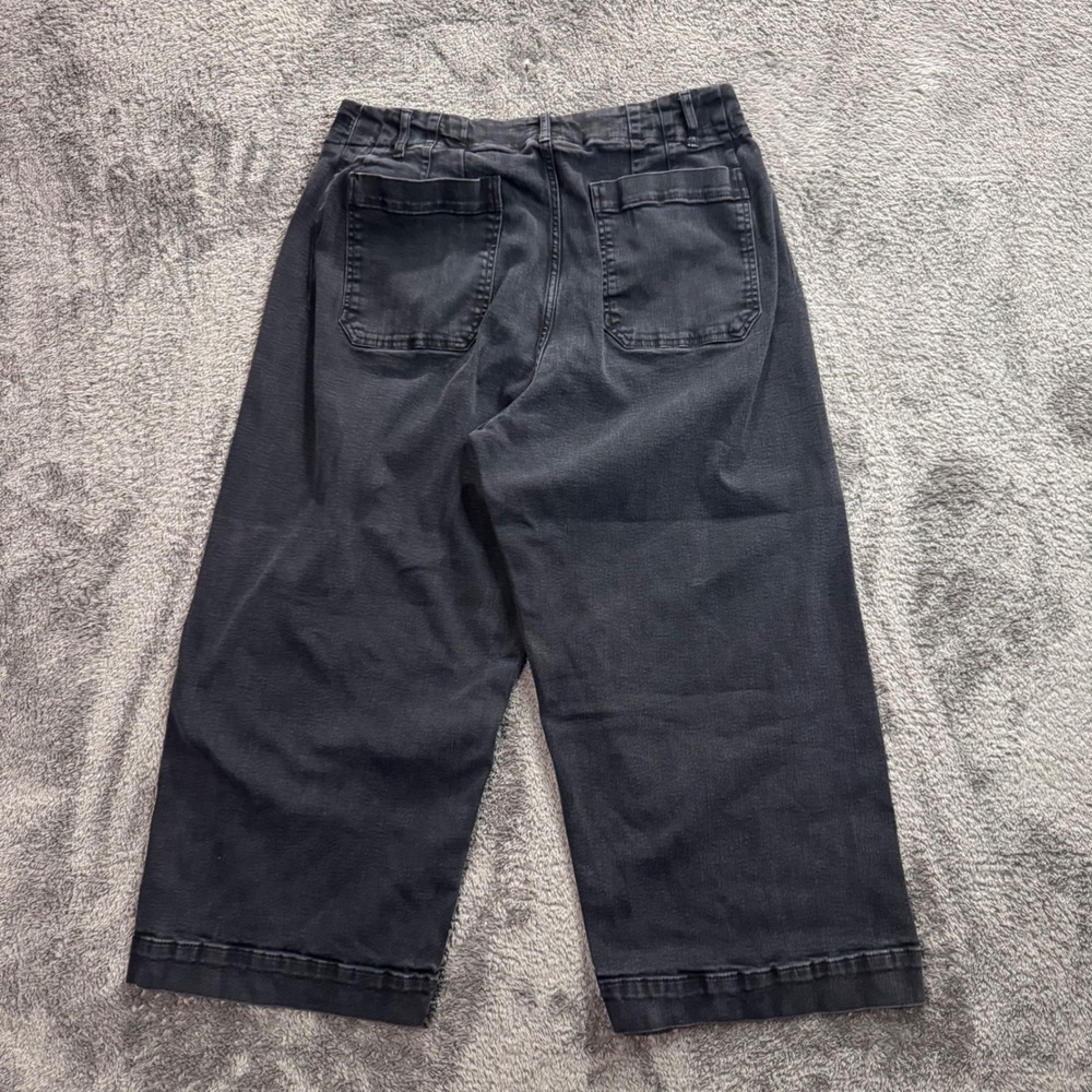 Anthropologie Maeve The Colette Wide Leg Crop Pants Black Utility High Rise 34